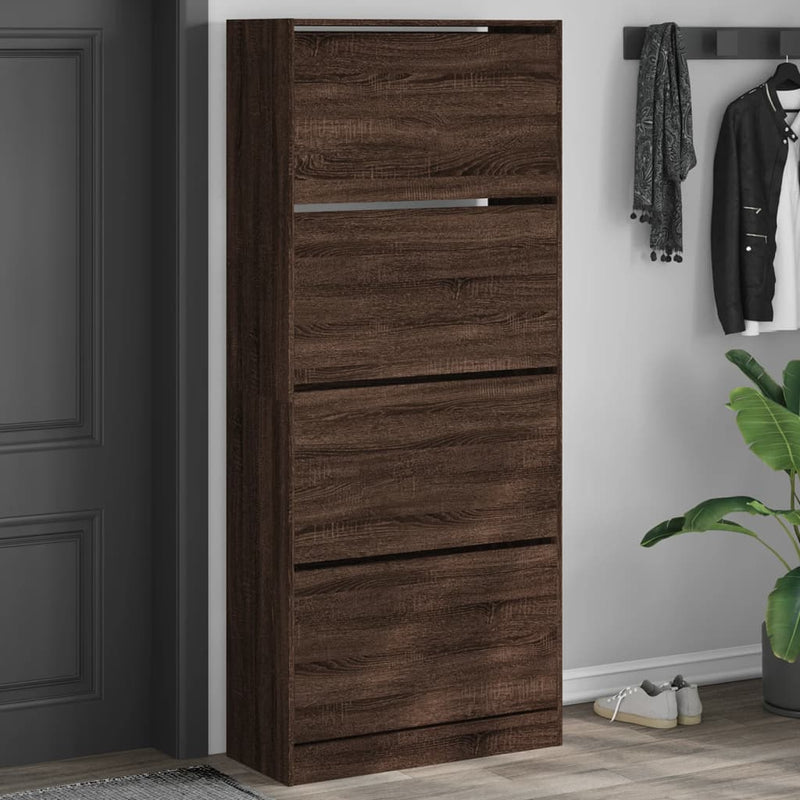 Load image into Gallery viewer, VidaXL Schoenenkast met 4 klaplades 80x34x187,5 cm bruin eikenkleur
