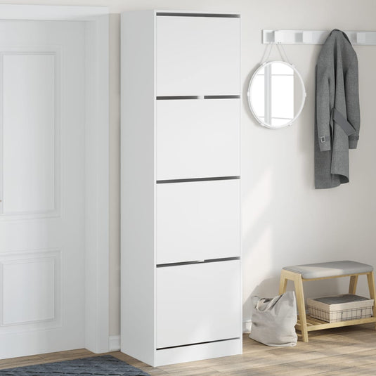 VidaXL Schoenenkast met 4 klaplades 60x42x204 cm wit