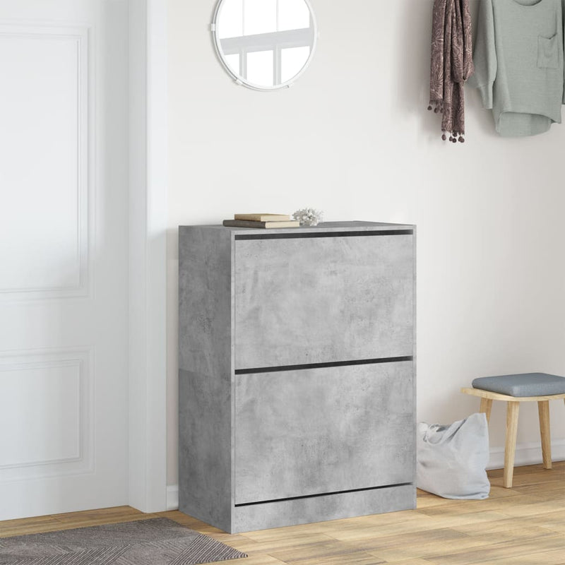 Load image into Gallery viewer, VidaXL Schoenenkast met 2 klaplades 80x42x108 cm betongrijs
