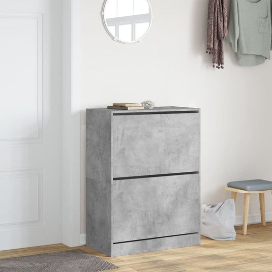 VidaXL Schoenenkast met 2 klaplades 80x42x108 cm betongrijs