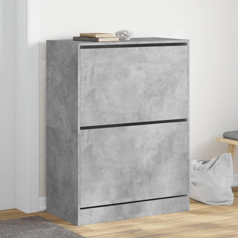 Load image into Gallery viewer, VidaXL Schoenenkast met 2 klaplades 80x42x108 cm betongrijs
