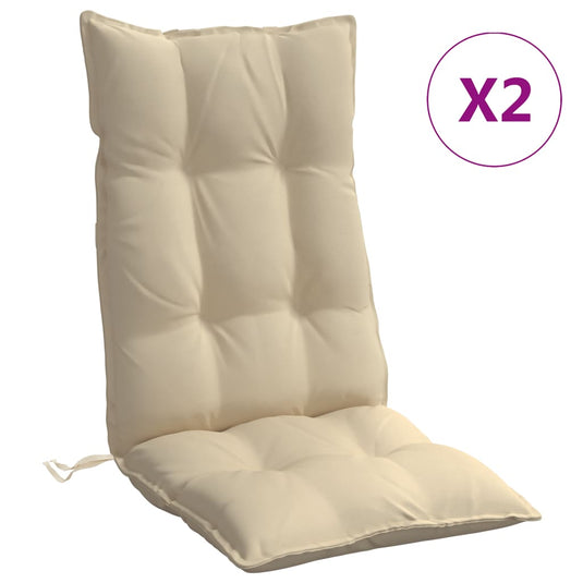 Vidaxl stoelkussens 2 st hoge rug oxford stof beige