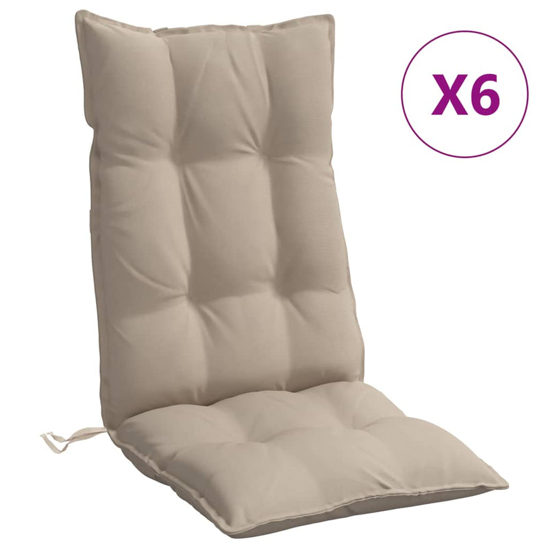 Load image into Gallery viewer, Vidaxl stoelkussens 6 st hoge rug oxford stof taupe
