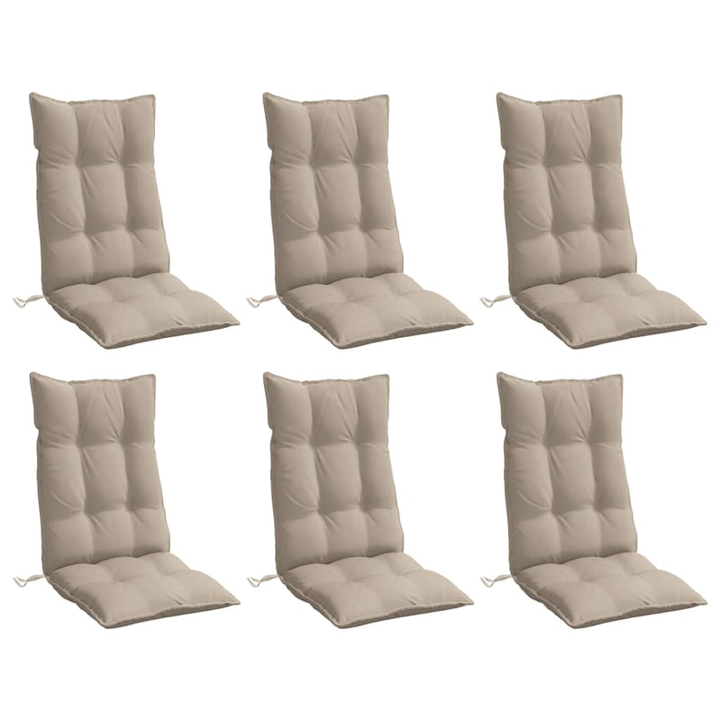 Load image into Gallery viewer, Vidaxl stoelkussens 6 st hoge rug oxford stof taupe

