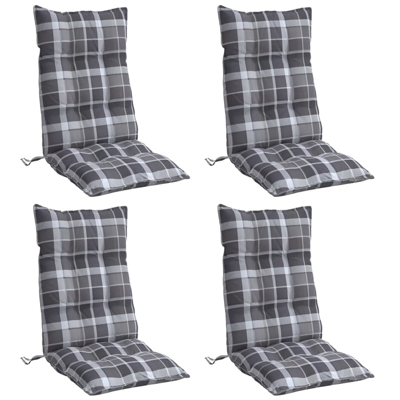 Load image into Gallery viewer, Vidaxl stoelkussens 4 st hoge rug ruitpatroon oxford stof grijs
