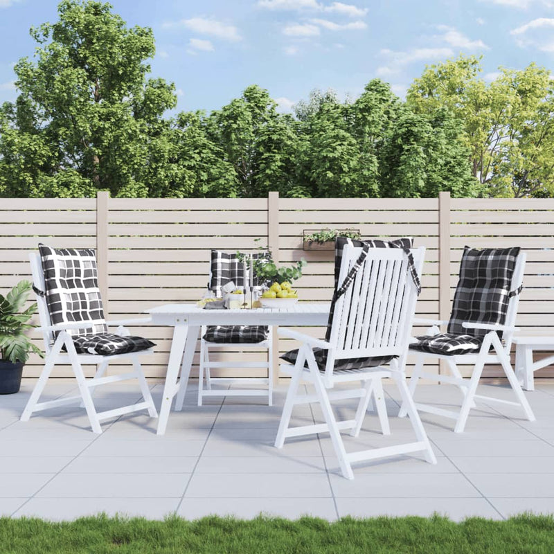 Load image into Gallery viewer, Vidaxl stoelkussens 4 st hoge rug ruitpatroon oxford stof grijs
