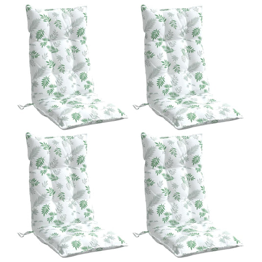 Vidaxl stoelkussens 4 st hoge rug bladpatroon oxford stof