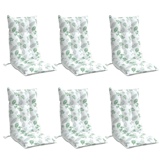 Vidaxl stoelkussens 6 st hoge rug bladpatroon oxford stof