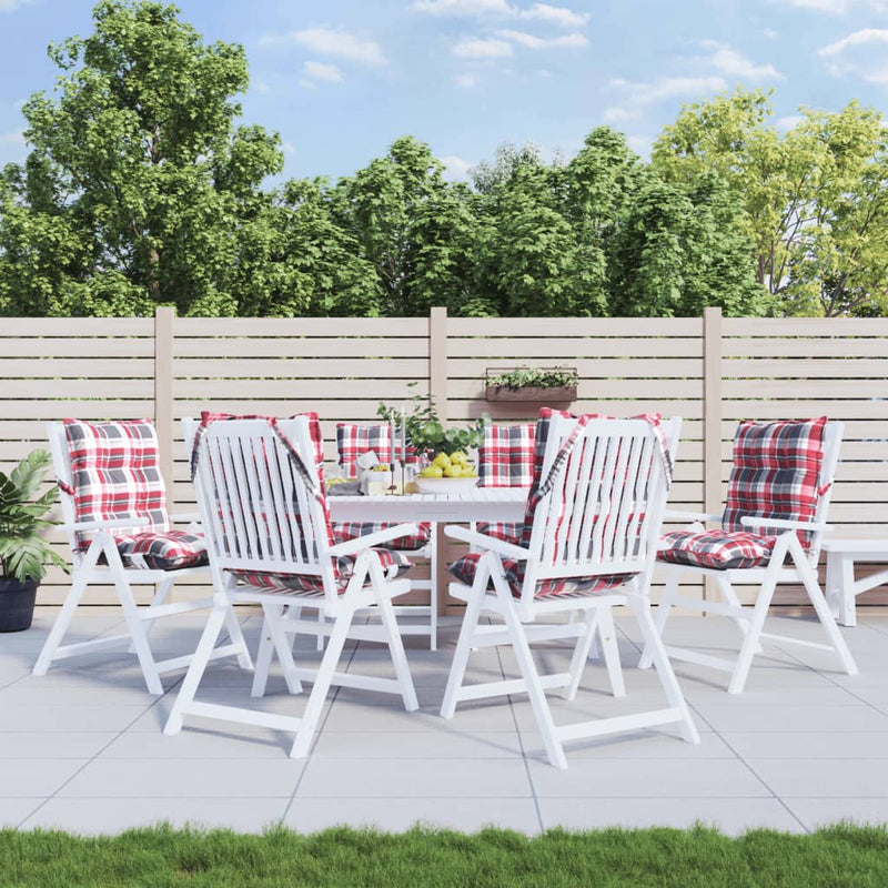 Load image into Gallery viewer, Vidaxl stoelkussens 6 st lage rug ruitpatroon oxford stof rood
