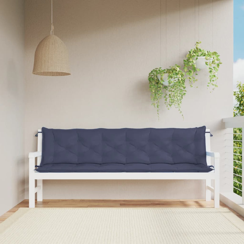 Afbeelding laden in galerijviewer, Vidaxl tuinbankkussens 2 st 200x50x7 cm oxford stof marineblauw
