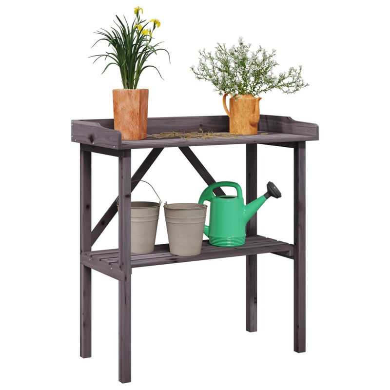 Afbeelding laden in galerijviewer, Vidaxl plantentafel met schap 78x38x82,5 cm vurenhout grijs
