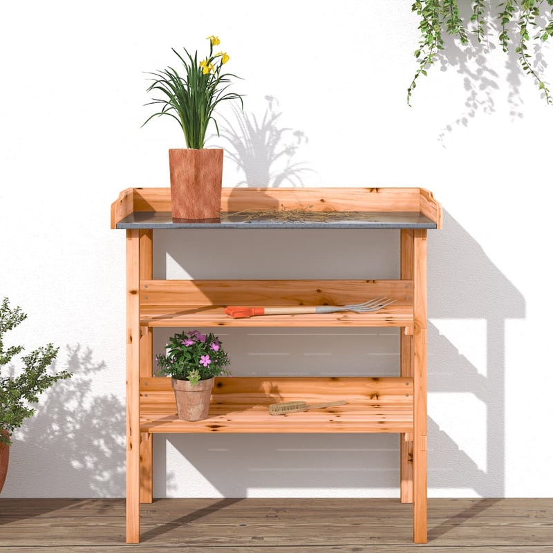 Load image into Gallery viewer, Vidaxl plantentafel met schappen 78x38x82,5 cm vurenhout bruin
