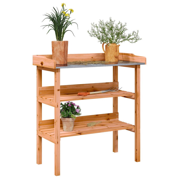 VidaXL Plantentafel met schappen 78x38x82,5 cm vurenhout bruin