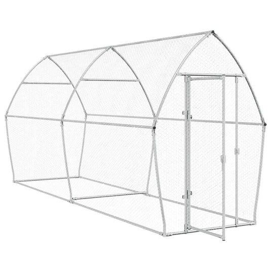 Vidaxl kippenhok 400x105x182 cm gegalvaniseerd staal zilverkleurig