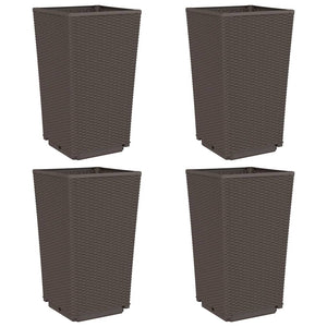 Vidaxl plantenbakken 4 st 32,5x32,5x57 cm polypropeen bruin