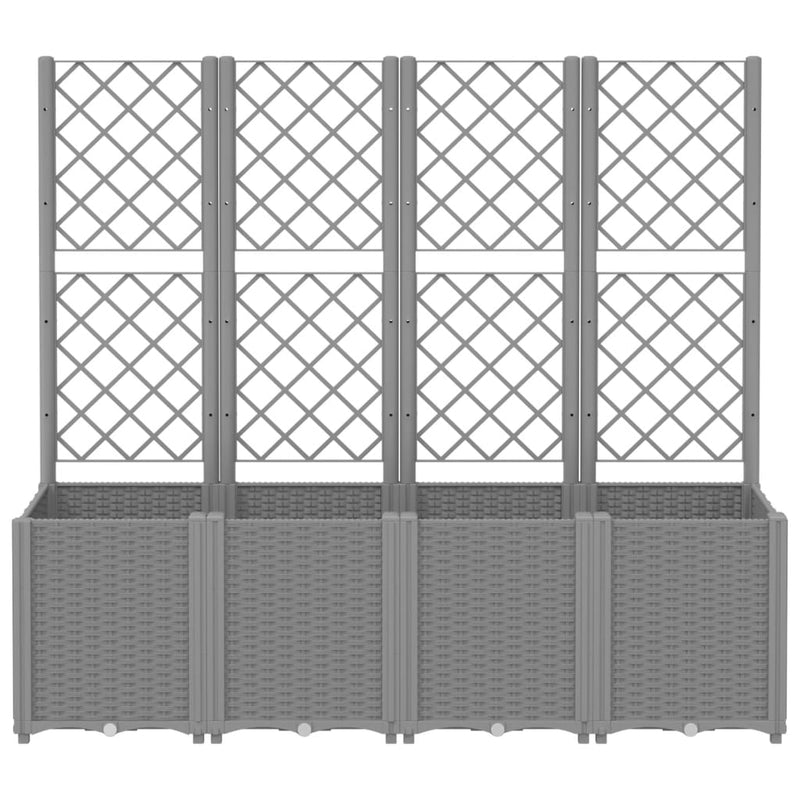 Load image into Gallery viewer, Vidaxl plantenbak met latwerk 160x40x140 cm polypropeen lichtgrijs
