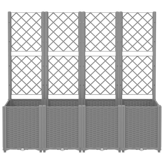 Vidaxl plantenbak met latwerk 160x40x140 cm polypropeen lichtgrijs