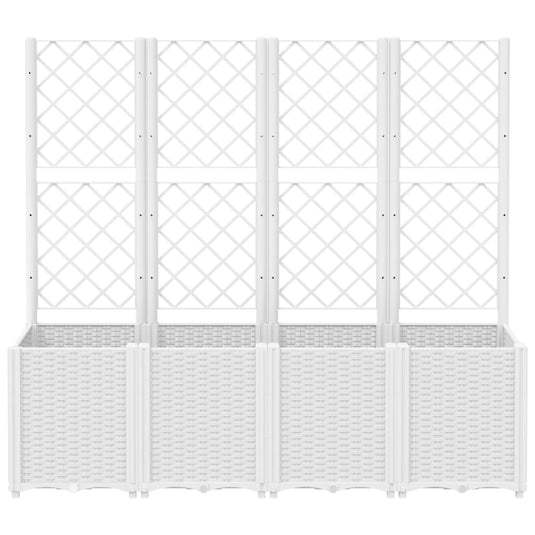 Vidaxl plantenbak met latwerk 160x40x140 cm polypropeen wit