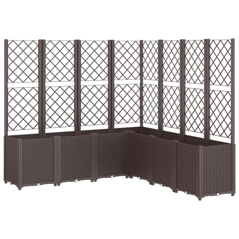 Load image into Gallery viewer, VidaXL Plantenbak met latwerk 160x160x140 cm polypropeen bruin

