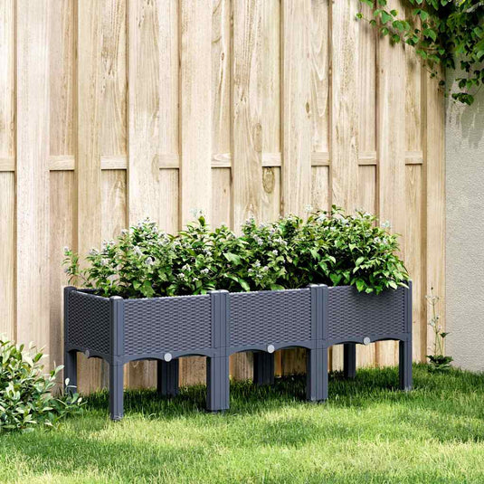 Vidaxl plantenbak met poten 120x40x42 cm polypropeen grijs