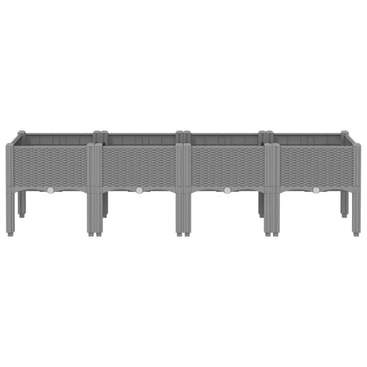 Vidaxl plantenbak met poten 160x40x42 cm polypropeen lichtgrijs
