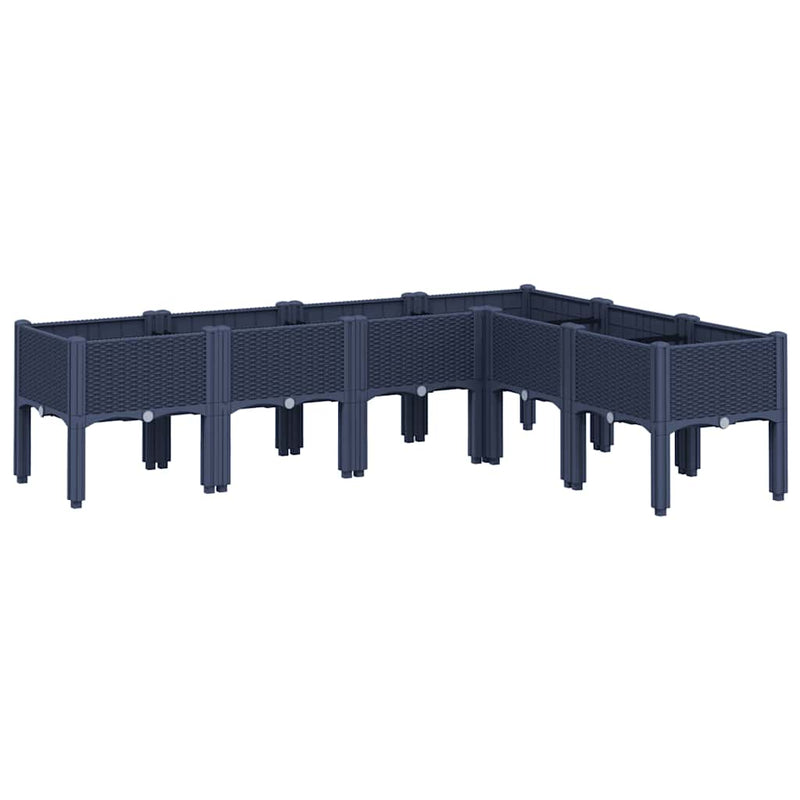 Load image into Gallery viewer, Vidaxl plantenbak met poten 160x120x42 cm polypropeen blauwgrijs
