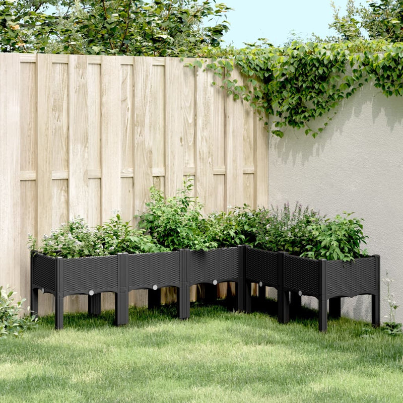 Load image into Gallery viewer, Vidaxl plantenbak met poten 160x120x42 cm polypropeen zwart
