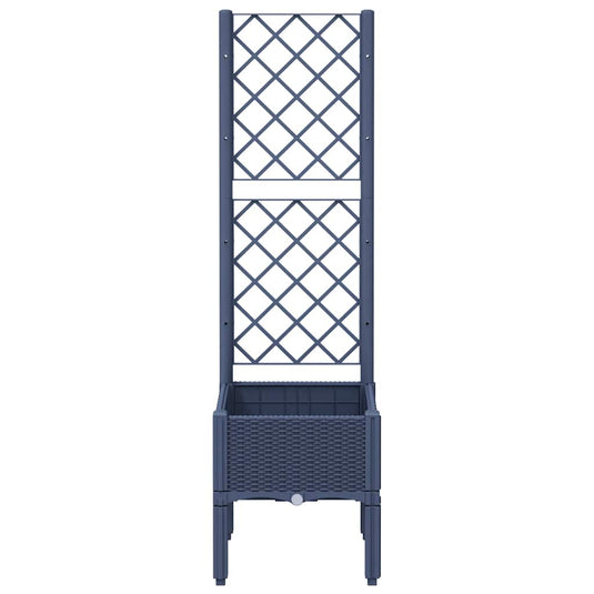 Vidaxl plantenbak met latwerk 40x40x142 cm polypropeen blauwgrijs