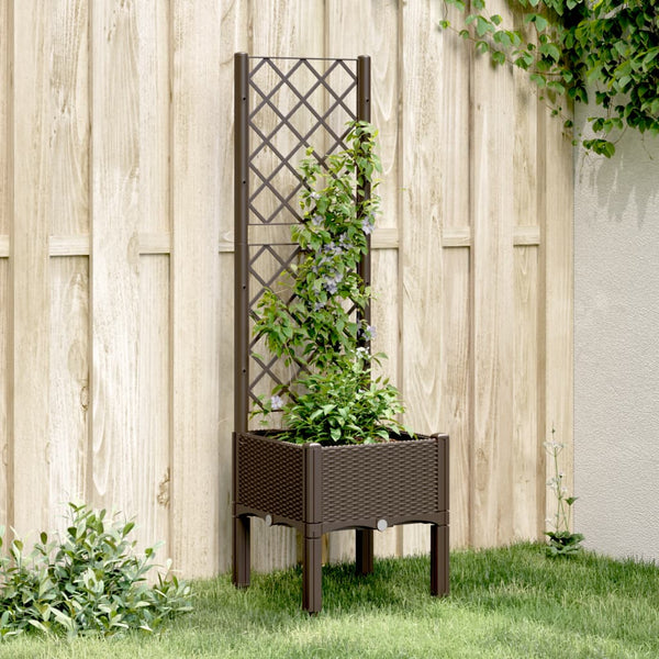 VidaXL Plantenbak met latwerk 40x40x142 cm polypropeen bruin