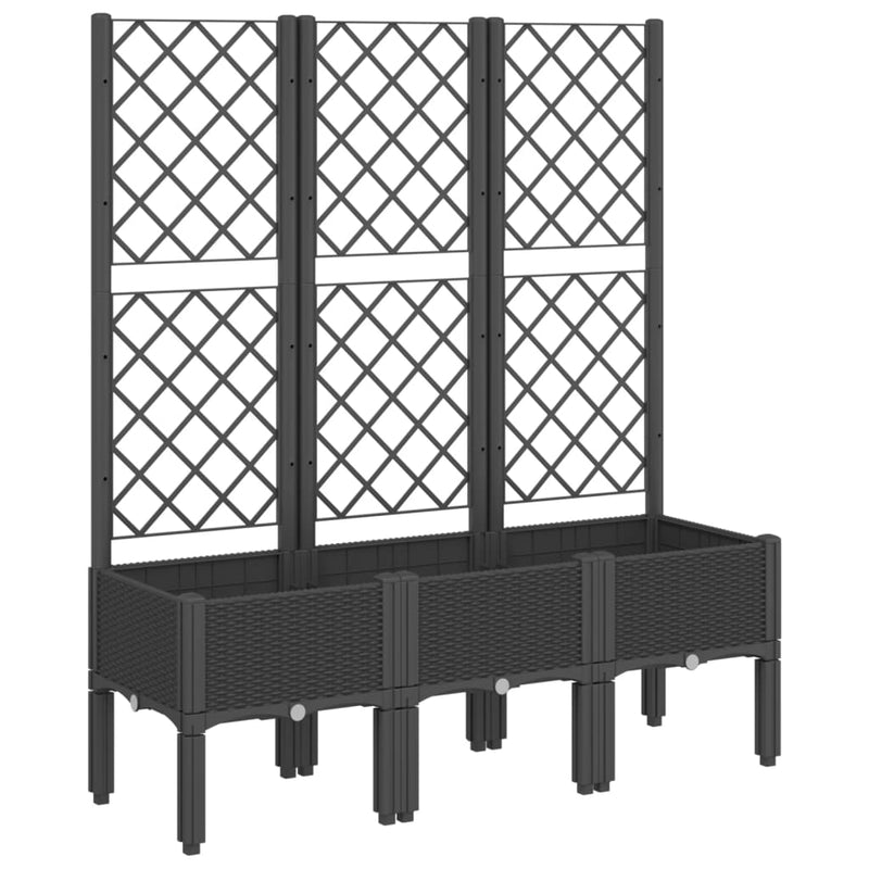 Load image into Gallery viewer, Vidaxl plantenbak met latwerk 120x40x142 cm polypropeen zwart
