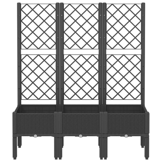 Vidaxl plantenbak met latwerk 120x40x142 cm polypropeen zwart