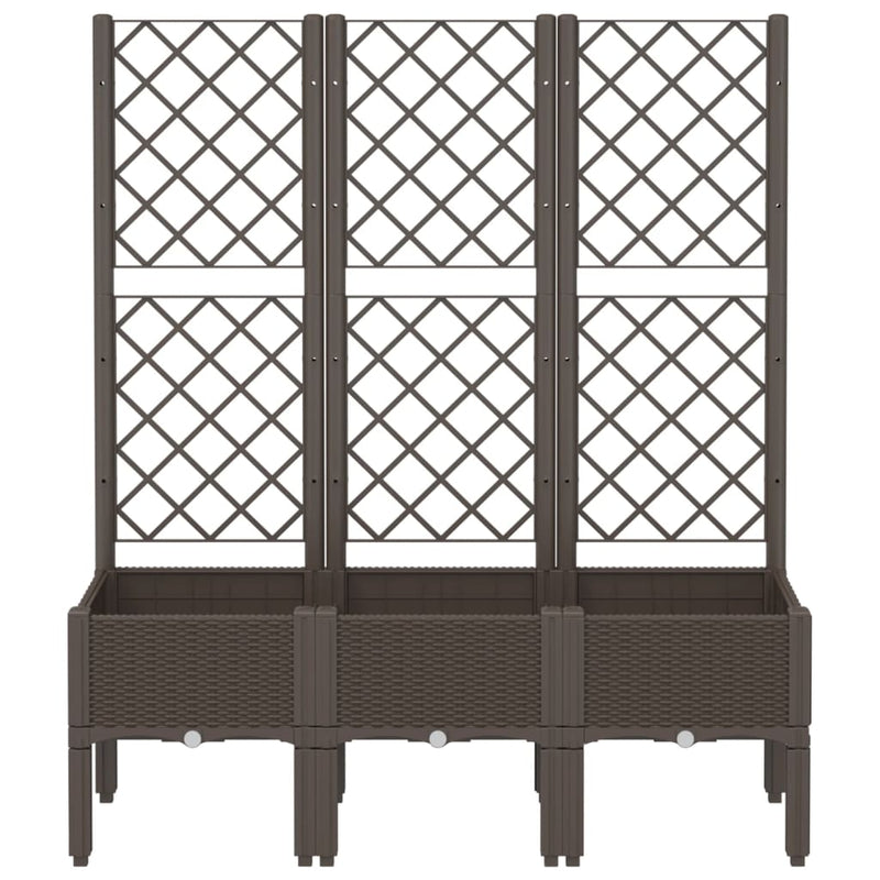 Load image into Gallery viewer, Vidaxl plantenbak met latwerk 120x40x142 cm polypropeen bruin
