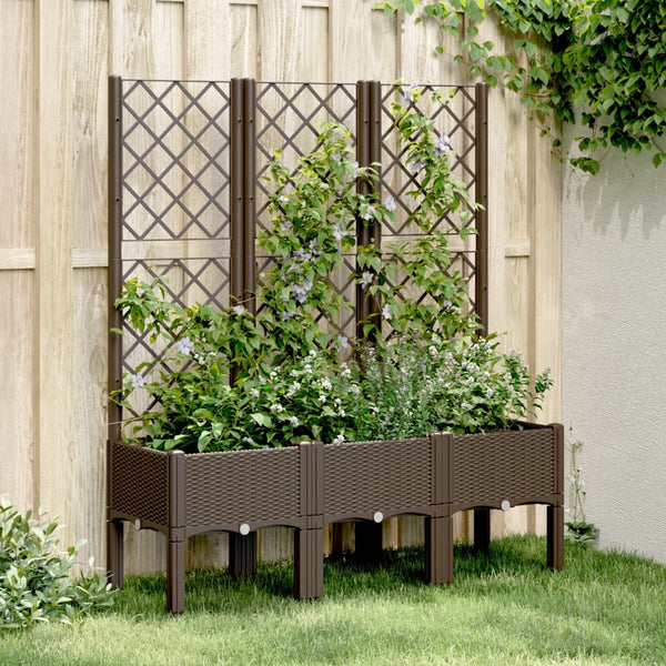 VidaXL Plantenbak met latwerk 120x40x142 cm polypropeen bruin