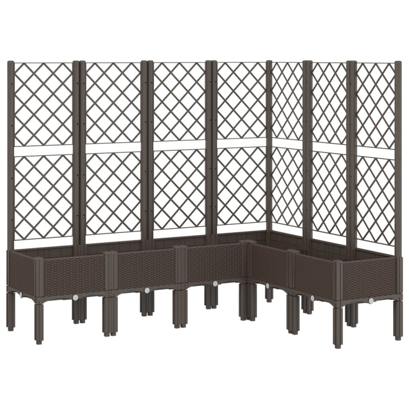 Load image into Gallery viewer, Vidaxl plantenbak met latwerk 160x120x142 cm polypropeen bruin
