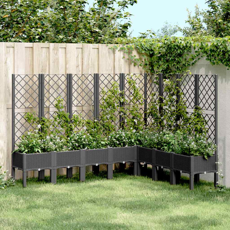 Load image into Gallery viewer, Vidaxl plantenbak met latwerk 200x160x142 cm polypropeen zwart

