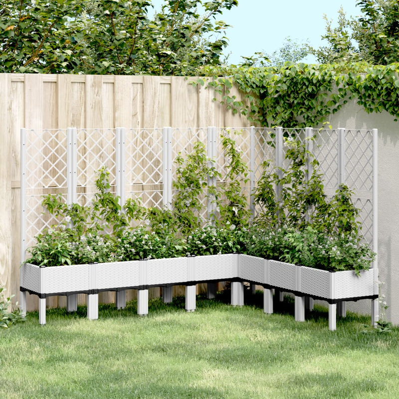 Load image into Gallery viewer, Vidaxl plantenbak met latwerk 200x160x142 cm polypropeen wit
