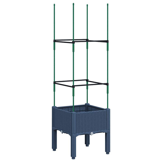 Vidaxl plantenbak met latwerk 40x40x142,5 cm polypropeen blauwgrijs