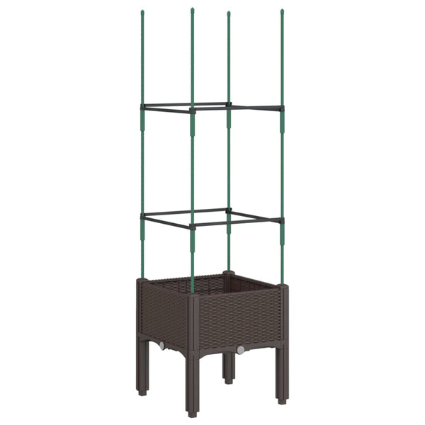 VidaXL Plantenbak met latwerk 40x40x142,5 cm polypropeen bruin