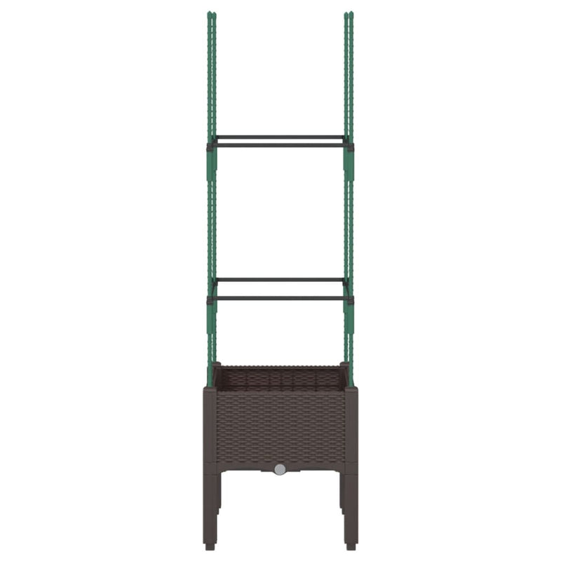 Load image into Gallery viewer, Vidaxl plantenbak met latwerk 40x40x142,5 cm polypropeen bruin
