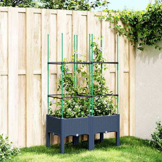 Vidaxl plantenbak met latwerk 80x40x142,5 cm polypropeen grijs