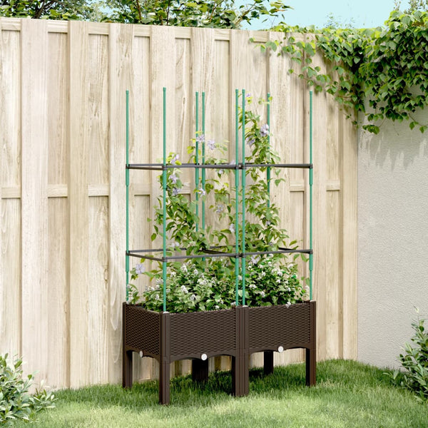 VidaXL Plantenbak met latwerk 80x40x142,5 cm polypropeen bruin