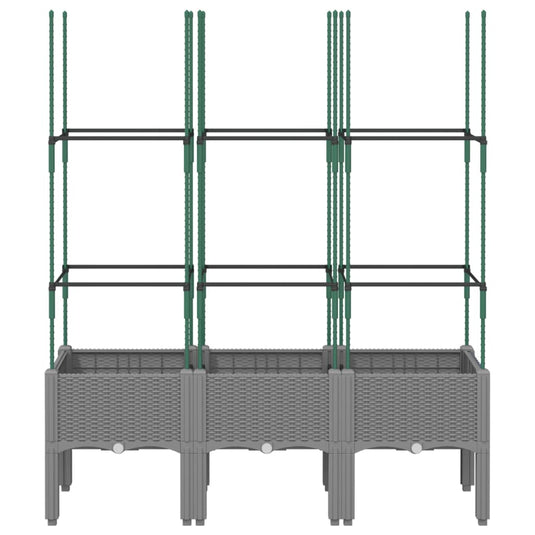 Vidaxl plantenbak met latwerk 120x40x142,5 cm polypropeen lichtgrijs