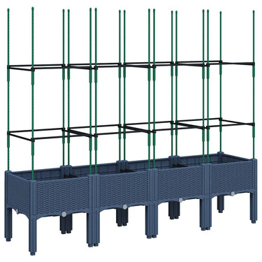 Vidaxl plantenbak met latwerk 160x40x142,5 cm polypropeen blauwgrijs