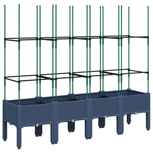 Vidaxl plantenbak met latwerk 160x40x142,5 cm polypropeen blauwgrijs