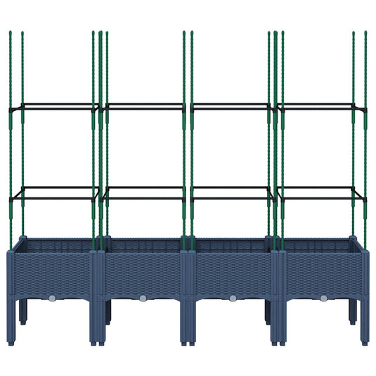 Vidaxl plantenbak met latwerk 160x40x142,5 cm polypropeen blauwgrijs