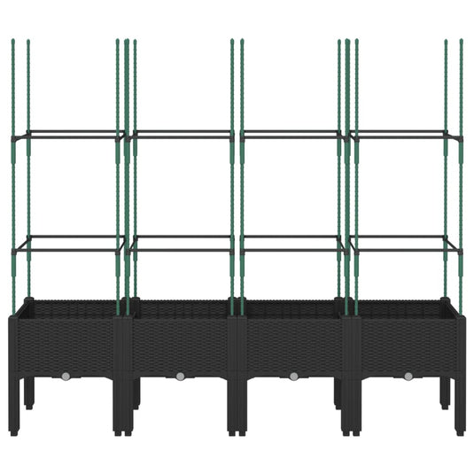Vidaxl plantenbak met latwerk 160x40x142,5 cm polypropeen zwart