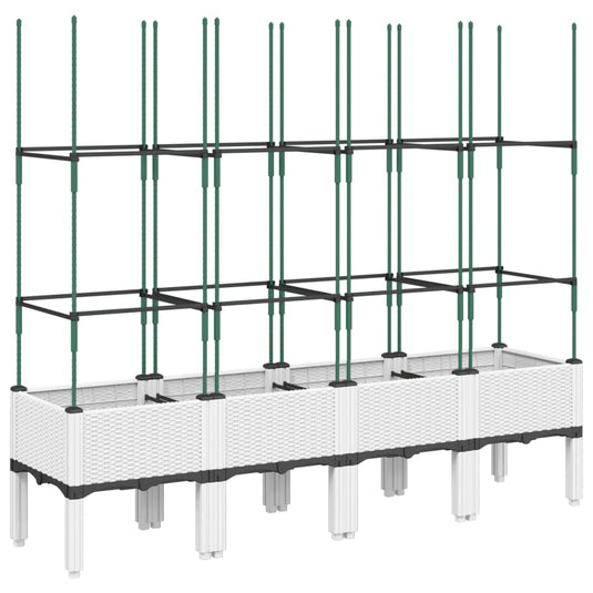 Vidaxl plantenbak met latwerk 160x40x142,5 cm polypropeen wit
