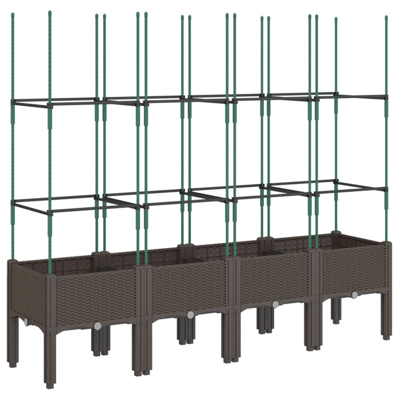 Load image into Gallery viewer, Vidaxl plantenbak met latwerk 160x40x142,5 cm polypropeen bruin
