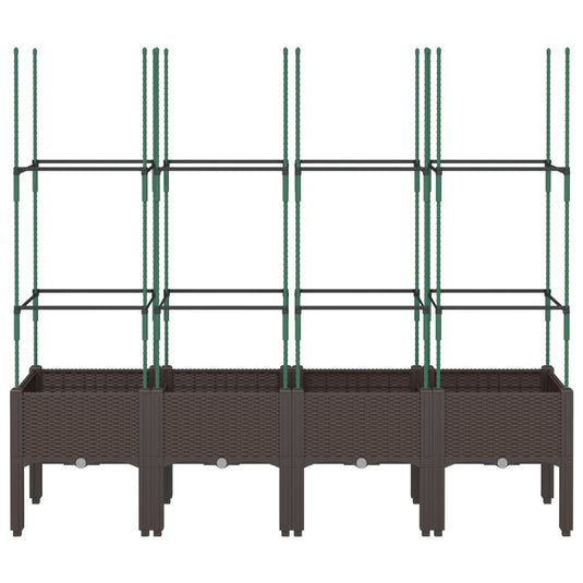 Vidaxl plantenbak met latwerk 160x40x142,5 cm polypropeen bruin