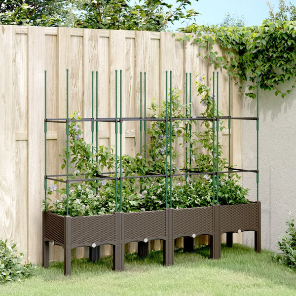 VidaXL Plantenbak met latwerk 160x40x142,5 cm polypropeen bruin